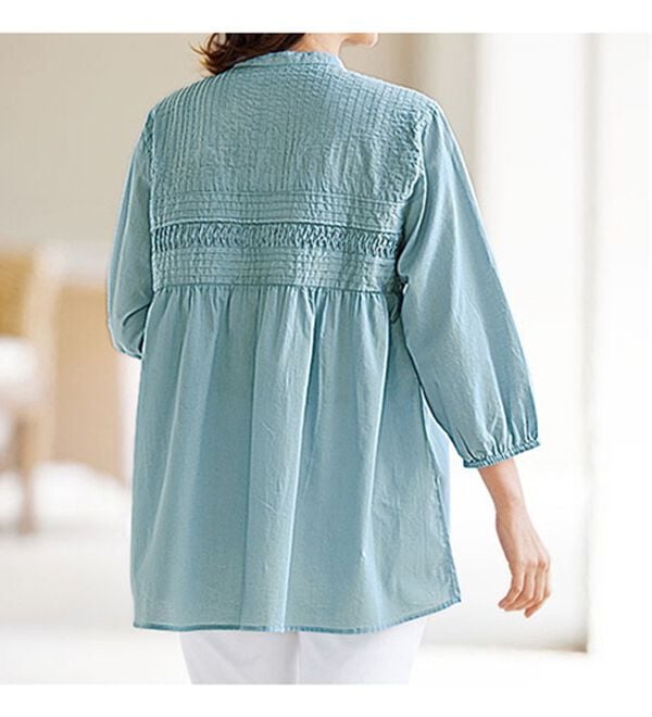 BELLUNA（ベルーナ）の「さらりとした肌心地綿１００％ピンタックブラウス（ブラウス）」｜詳細画像