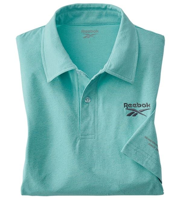 「＜リーボック＞メッシュ切替杢調ポロシャツ（メンズポロシャツ）」｜サックス