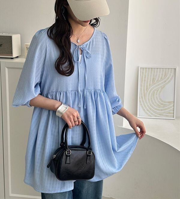 GeeRA（ジーラ）の「前後２ＷＡＹチェックペプラムチュニック（チュニック）」｜詳細画像