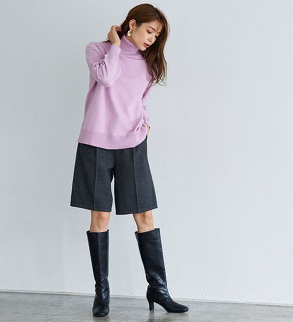 Pierrot（ピエロ）の「レーヨン混ボリュームスリーブタートルネックニット（ニット・セーター）」｜詳細画像