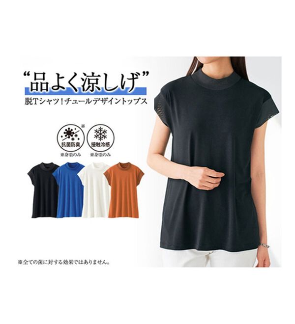 BELLUNA（ベルーナ）の「脱Ｔシャツ！チュールデザイントップス（カットソー）」｜詳細画像
