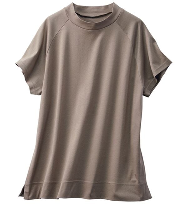 BELLUNA（ベルーナ）の「＜日本製＞クールコットン１００％モックネックＴシャツ（Tシャツ）」｜詳細画像