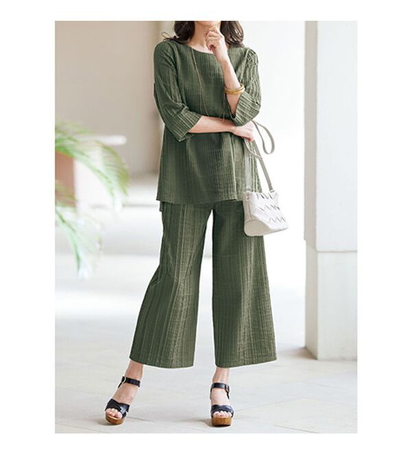 BELLUNA（ベルーナ）の「別々でも使えるタック調素材セットアップ（セットアップ）」｜詳細画像