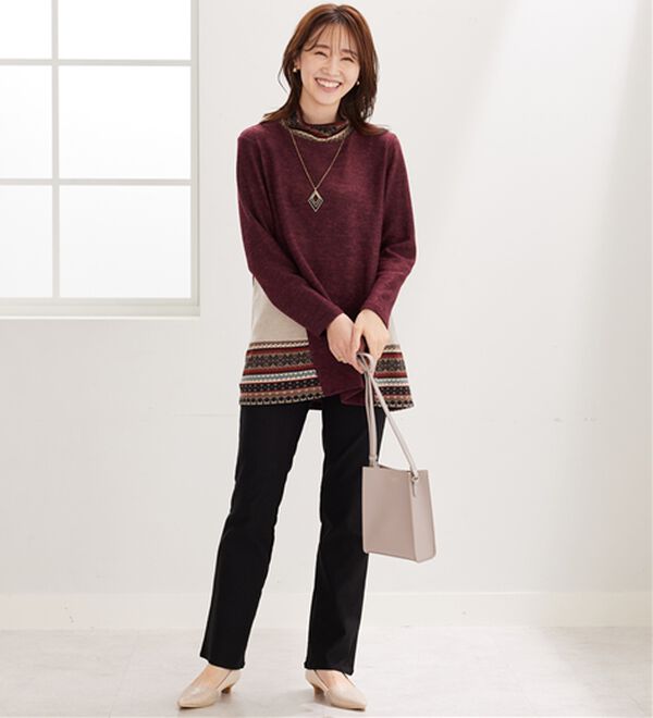 BELLUNA（ベルーナ）の「杢調サイド切替ノルディックチュニック（チュニック）」｜詳細画像