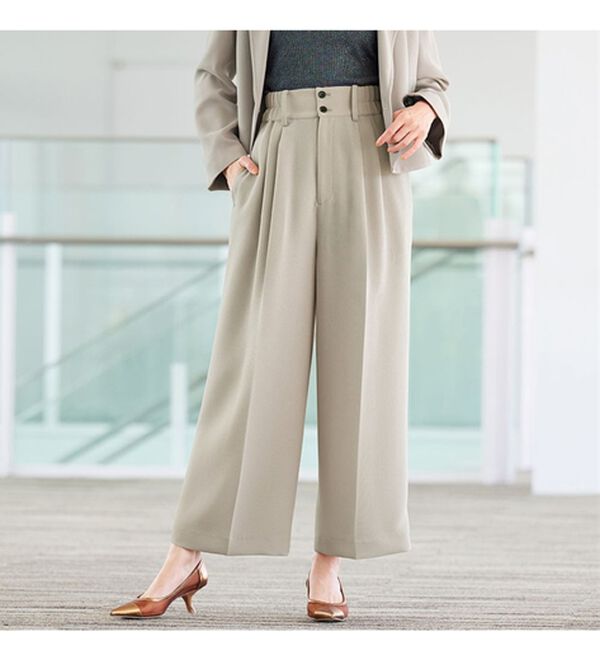 RANAN（ラナン）の「【２点セット】洗える！ショートジャケット&ハイウエストワイドパンツセットスーツ（その他スーツ）」｜詳細画像