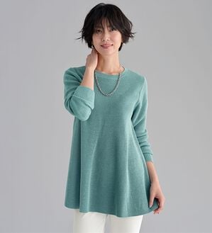 BELLUNA（ベルーナ）の「ラメ入りあぜ編フレアーニットチュニック（ニット・セーター）」｜セージ