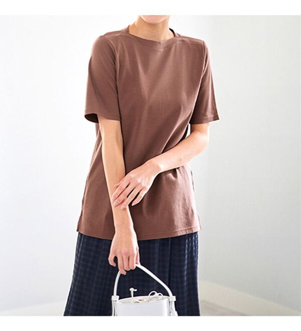 BELLUNA（ベルーナ）の「艶やか綿１００％シンプルプルオーバー（カットソー）」｜詳細画像