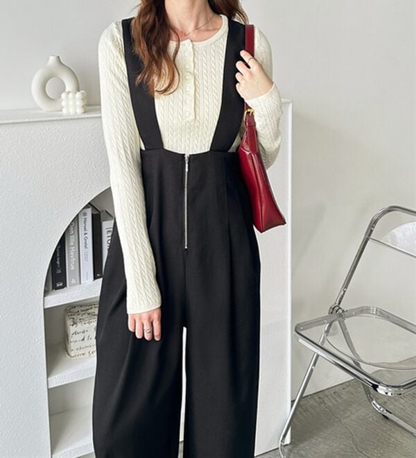 GeeRA（ジーラ）の「フロントジップハイウエストサロペット（オールインワン）」｜詳細画像