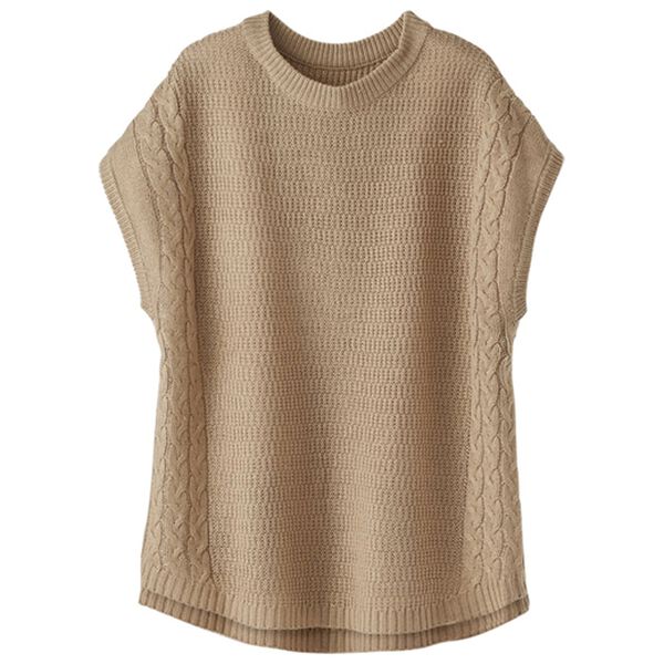 BELLUNA（ベルーナ）の「編地変化ニットベスト（ベスト）」｜モカ