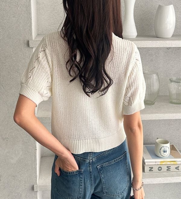 GeeRA（ジーラ）の「透かし編みポロ衿ニット（ニット・セーター）」｜詳細画像