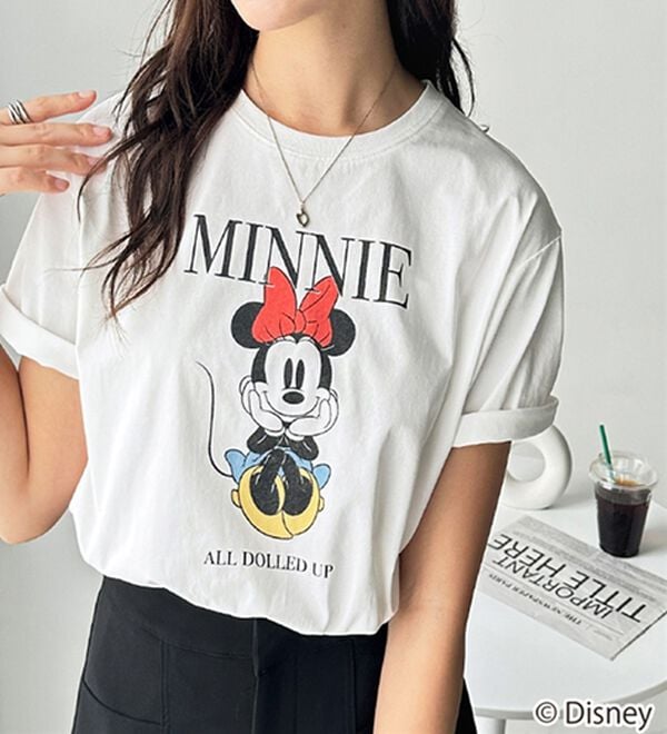 GeeRA（ジーラ）の「【Disney/ディズニー】別注/Mickey Mouse＆Minnie Mouse/ヴィンテージプリントTシャツ（カットソー）」｜詳細画像