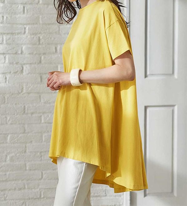 RANAN（ラナン）の「＜ＢＣ＞綿１００％ひんやりフレアーシルエットチュニック（カットソー）」｜詳細画像