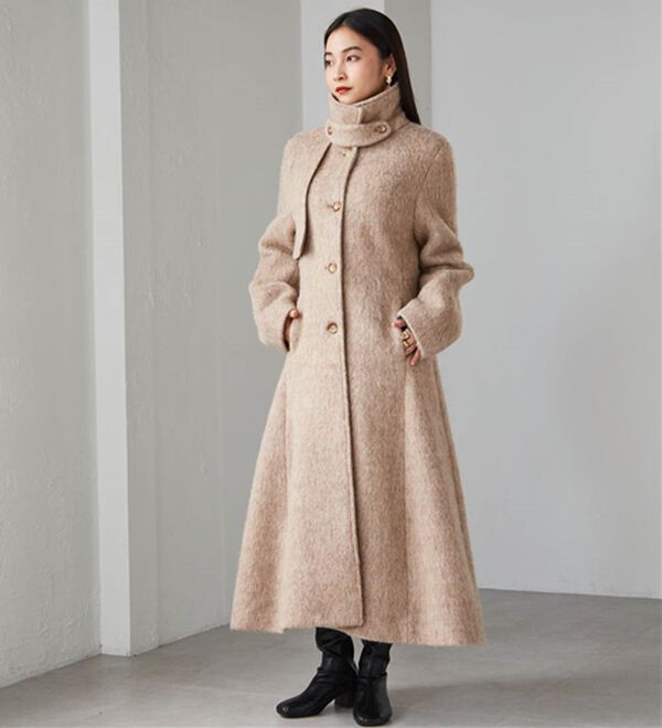 マックスマーラ】ロングコート 2way ステンカラー シャギー アルパカ