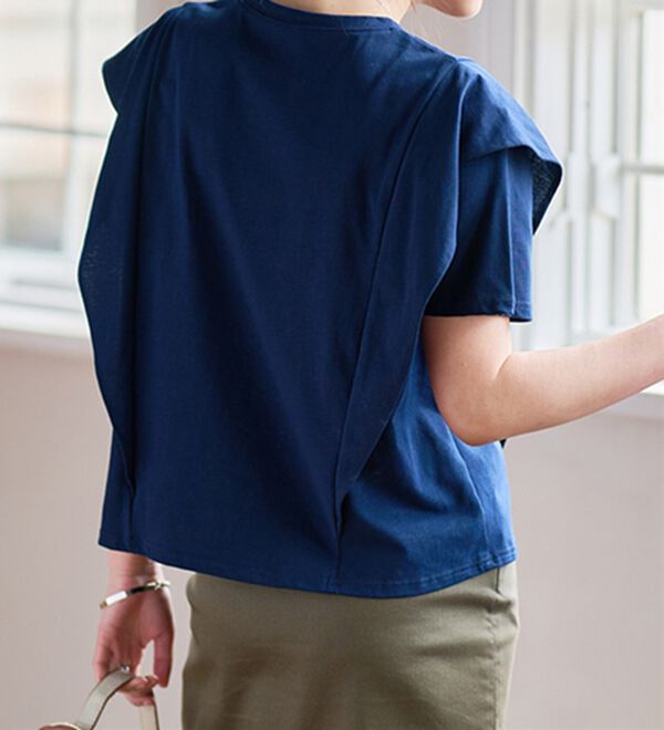 RANAN（ラナン）の「【ひんやり】華奢見えラッフルショルダーTシャツ（カットソー）」｜詳細画像