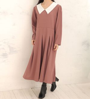 A HAPPY MARILYN（アハッピーマリリン）の「【Ｌ～６Ｌ】【ＭａｒｉｌｙｎＳｗｅｅｔ】体型別フェミニン ボリュームフレアワンピース（ロングワンピース）」｜モカピンク