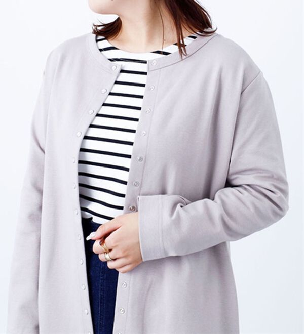 BELLUNA（ベルーナ）の「ポンチ素材ロング丈カーディガン（ニットカーディガン）」｜詳細画像