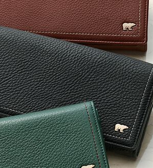 「＜ゴールデンベア＞卓越した手触りディアスキン長財布（メンズ財布・パスケース）」｜ブラック
