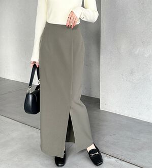 GeeRA（ジーラ）の「オンオフ着られる！スリットタイトスカート（ロングスカート）」｜チャコールグレー