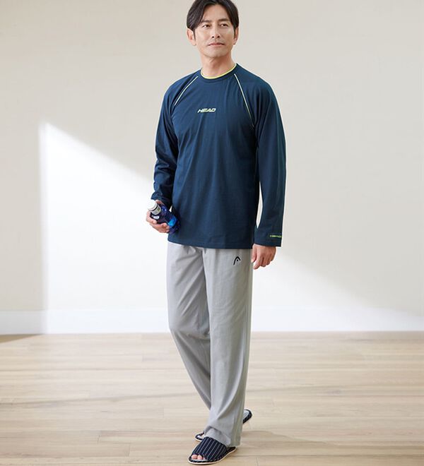 「【２着組】＜ヘッド＞ハイクール（Ｒ）冷感綿１００％リラクシングウェア上下２着組（メンズルームウェア）」｜詳細画像