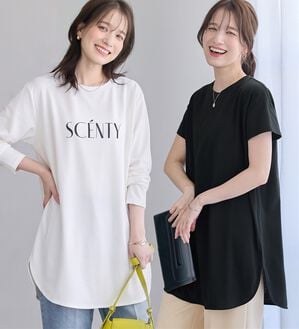 Viola e Viola（ヴィオラ エ ヴィオラ）の「＜選べる袖丈＞さらり綿混チュニックＴシャツ（チュニック）」｜詳細画像