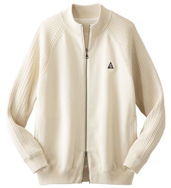 「＜コムルヴァン・オム・ゴルフ＞洗練！防風ニットジャケット（メンズニット・セーター）」｜アイボリー
