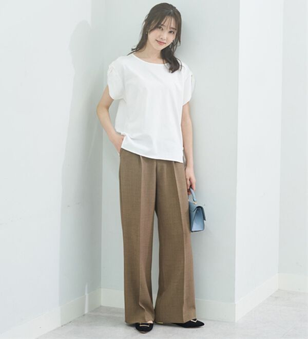 リネンタッチ美脚タックワイドパンツ - ベルーナ【公式】