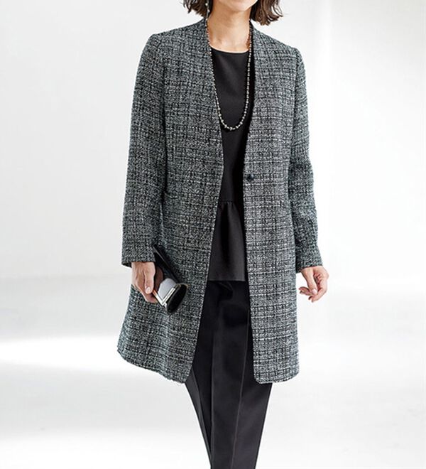 BELLUNA（ベルーナ）の「【３点セット】ツイード素材ロングジャケットパンツ３点セットスーツ（その他スーツ）」｜詳細画像