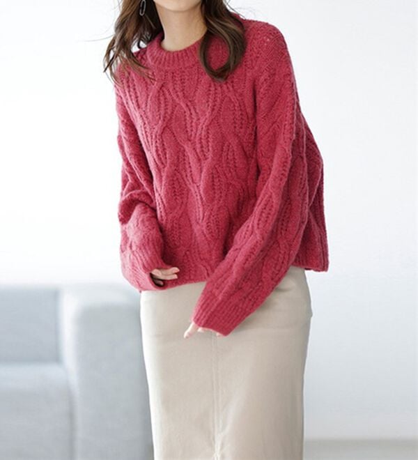 RANAN（ラナン）の「ビッグケーブル短丈ニット（ニット・セーター）」｜詳細画像