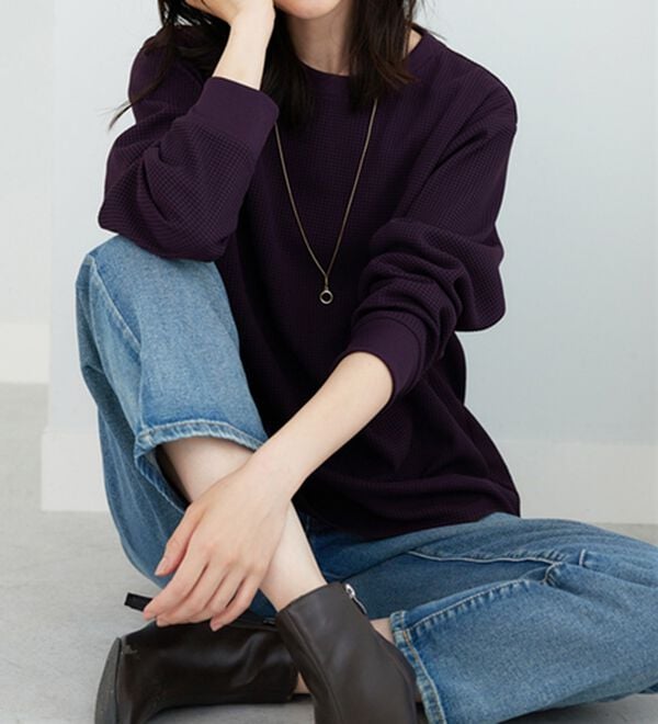 BELLUNA（ベルーナ）の「《快適Ｌａｂ．》 乾きやすい！ドライワッフルプルオーバー（カットソー）」｜詳細画像