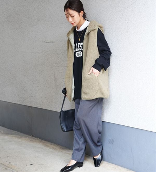 A HAPPY MARILYN（アハッピーマリリン）の「【Ｌ～８Ｌ】大きいサイズの企画者が作りました！ほんのりＡラインでお腹周りゆったりボアベスト（ベスト）」｜詳細画像