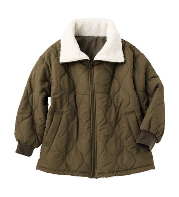 Viola e Viola（ヴィオラ エ ヴィオラ）の「衿ボア切替ウエーブキルトコート（ハーフコート）」｜詳細画像