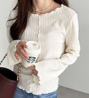 GeeRA（ジーラ）の「【選べる2タイプ】着回し自在なジャカードトップス（カットソー）」｜【ボートネック】アイボリー