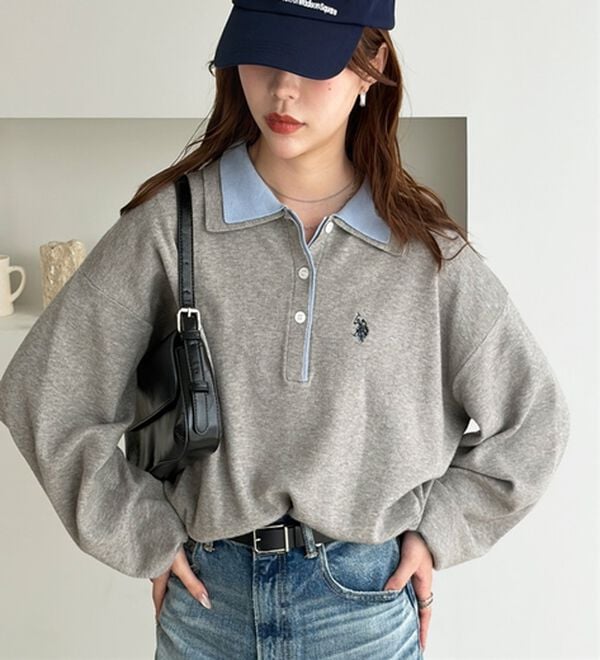 GeeRA（ジーラ）の「【U.S. POLO ASSN.】バイカラーポロ衿ニット（ニット・セーター）」｜詳細画像