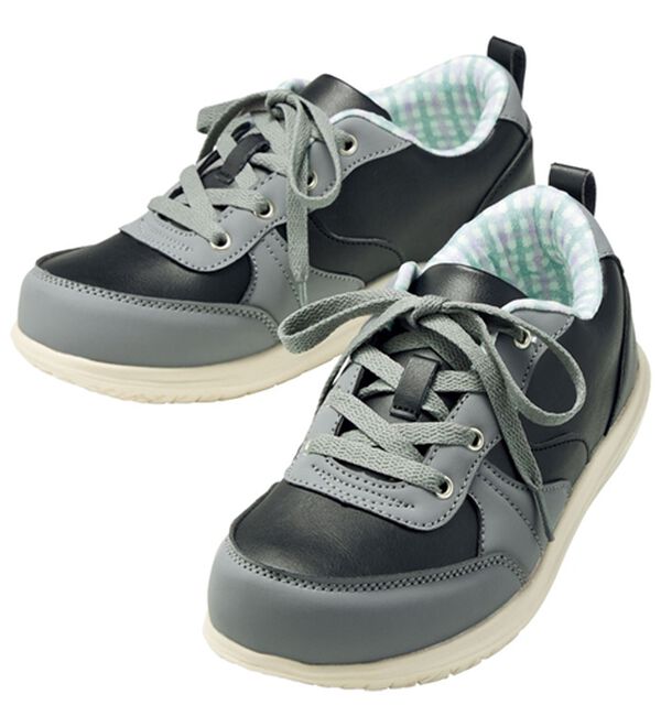 BELLUNA（ベルーナ）の「ゆったり５Ｅ配色オブリークスニーカー（スニーカー）」｜黒