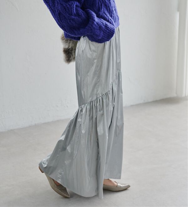 RANAN（ラナン）の「メタリックラウンドティアードスカート（ロングスカート）」｜詳細画像