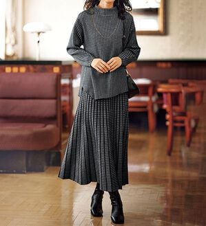 BELLUNA（ベルーナ）の「幾何柄ジャカードニットセットアップ（セットアップ）」｜グレー系