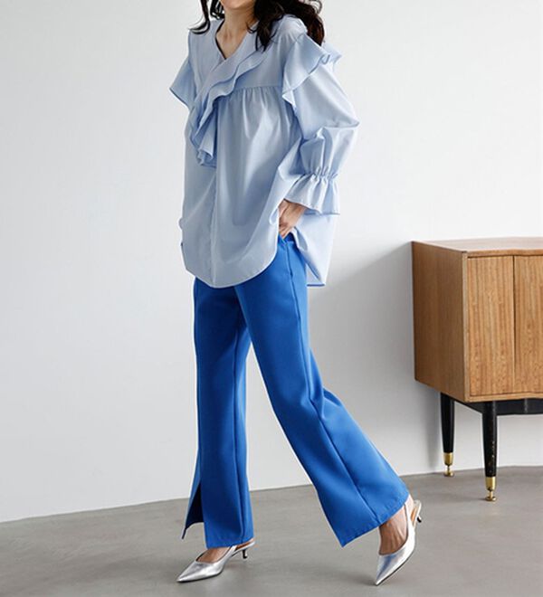 RANAN（ラナン）の「機能付センタースリットフレアーパンツ（フルレングスパンツ）」｜詳細画像