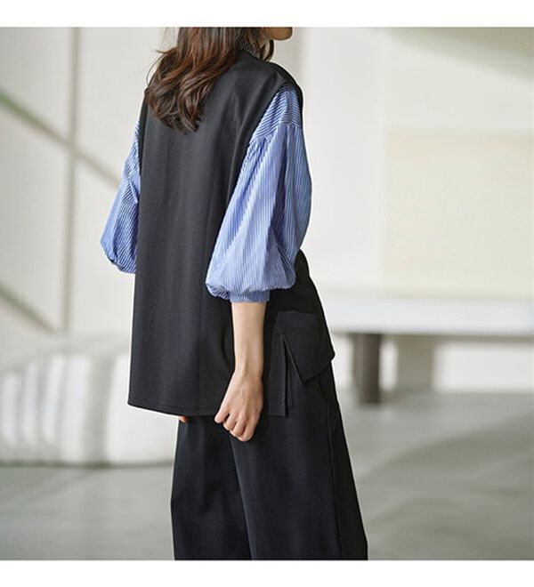 RANAN（ラナン）の「きれい見せ深Ｖネックカットソーベスト（ベスト）」｜詳細画像