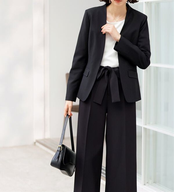 2点セット】選べるボトム！洗えて型くずれしないノーカラージャケット