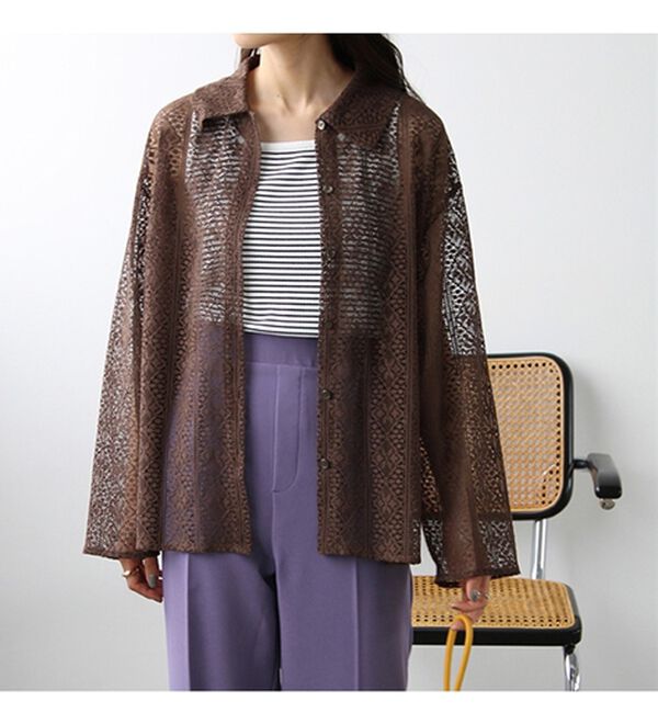 GeeRA（ジーラ）の「衿付レースシャツ（シャツ）」｜詳細画像