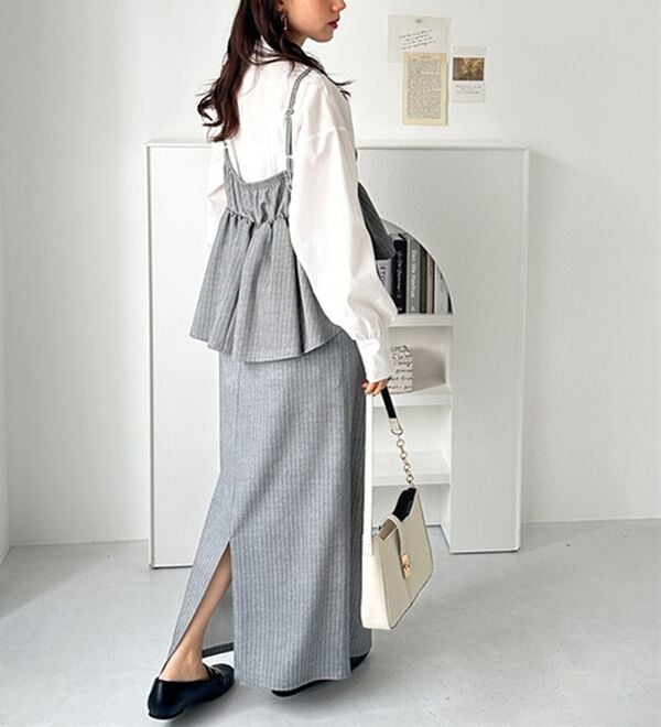 GeeRA（ジーラ）の「楽ちん！ペプラムキャミワンピース（カットソーワンピース）」｜詳細画像