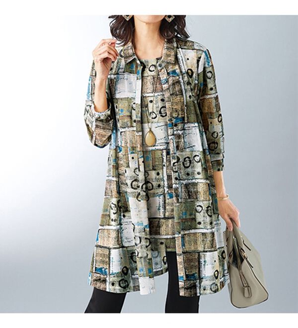 BELLUNA（ベルーナ）の「チュールネット素材プリントアンサンブル（アンサンブル）」｜詳細画像