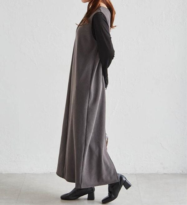 RANAN（ラナン）の「あったか裏ベロアニットコールジャンパースカート（ジャンパースカート）」｜詳細画像