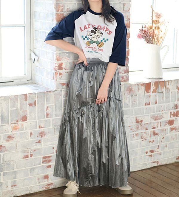 BELLUNA（ベルーナ）の「＜Ｄｉｓｎｅｙ＞【ミッキー】プリント７分丈ラグランＴシャツ（カットソー）」｜詳細画像