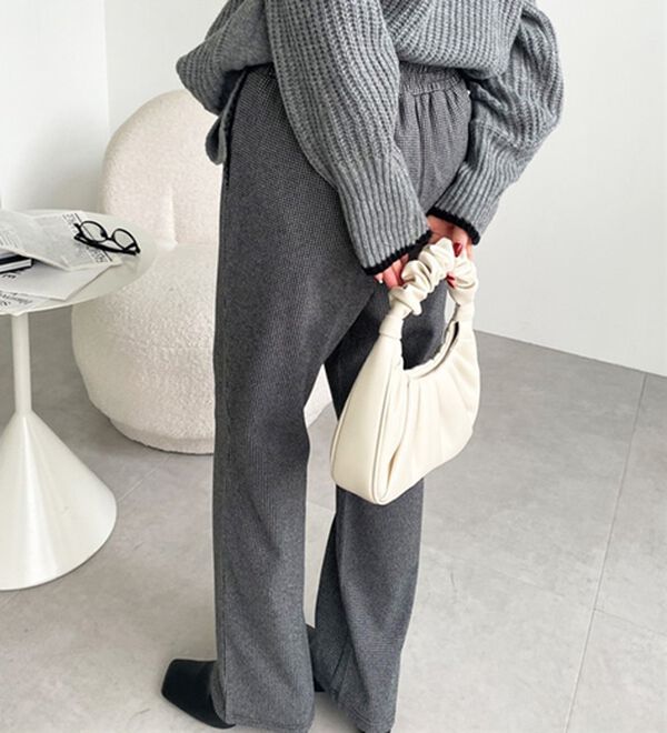 GeeRA（ジーラ）の「ウールライクピンタックストレートパンツ（ワイドパンツ・ガウチョ）」｜詳細画像