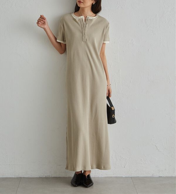 RANAN（ラナン）の「レイヤードヘンリーネックリブワンピース（カットソーワンピース）」｜詳細画像