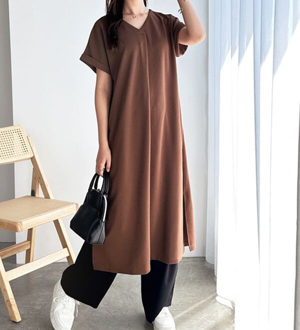 GeeRA（ジーラ）の「ひんやり快適！ジャカードスキッパーワンピ（カットソーワンピース）」｜詳細画像