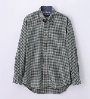 「着心地快適ストレッチネルシャツ（メンズシャツ）」｜グリーン&times;イエロー