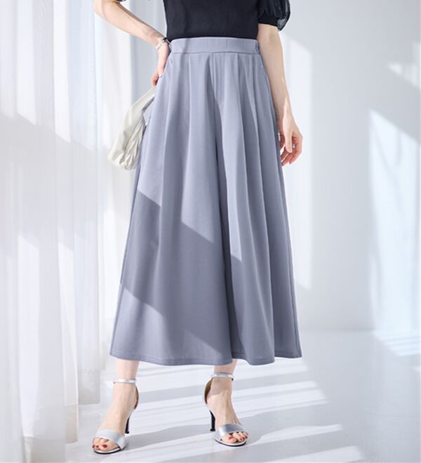 alotta（アロッタ）の「【選べる２丈】上品ドレープパンツ（ワイドパンツ・ガウチョ）」｜スモーキーブルー／レギュラー丈