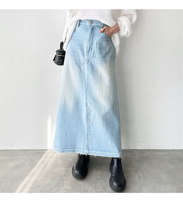 GeeRA（ジーラ）の「バックスリットデニムロングスカート（ロングスカート）」｜詳細画像
